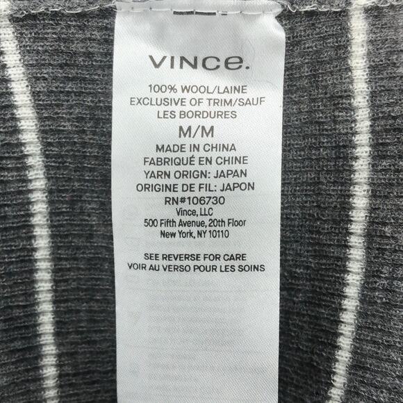 Vince Gray Wool Stripe Rib Knit Shirt - Size Medium - Picture 9 of 13